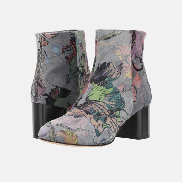 RAG & BONE $575 Drea Velvet Ankle Boot Grey Floral Size 40 US 9 - Picture 1 of 16